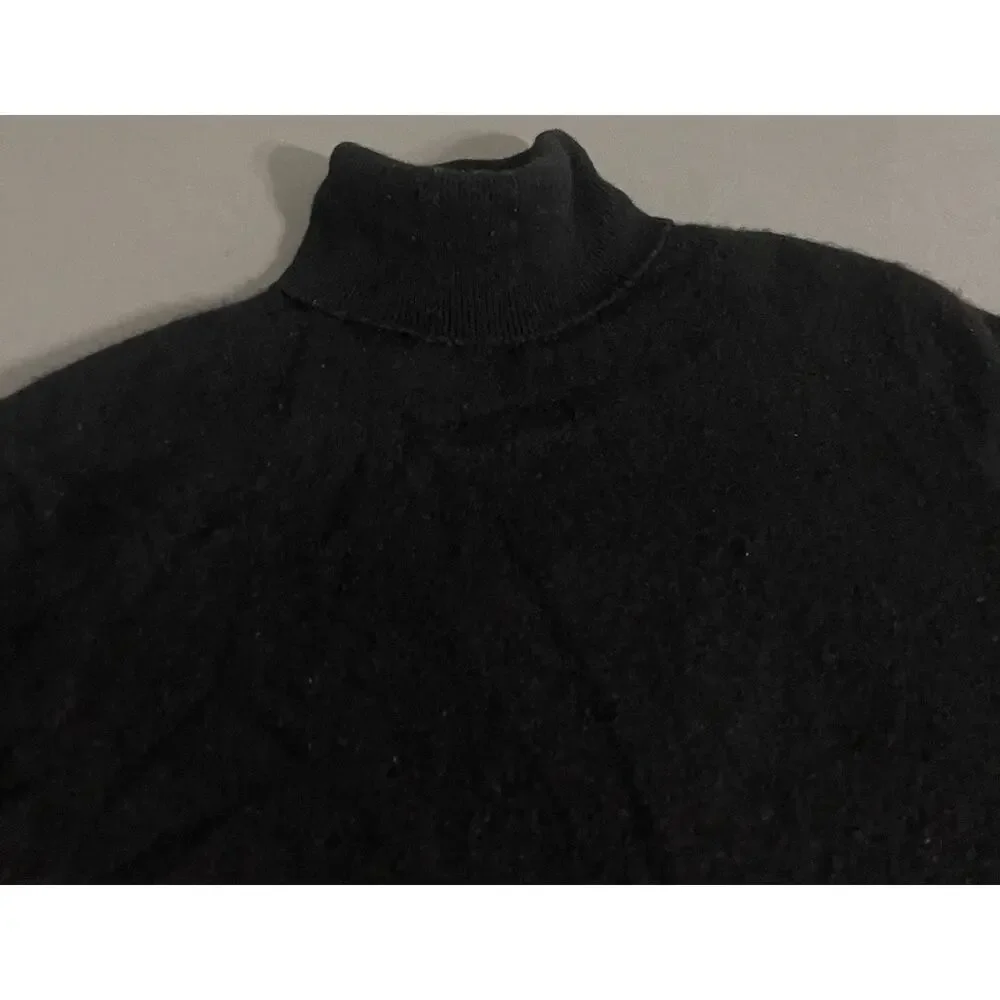 Bloomingdales Mens L Black 100% Cashmere Turtleneck Sweater Mock Neck